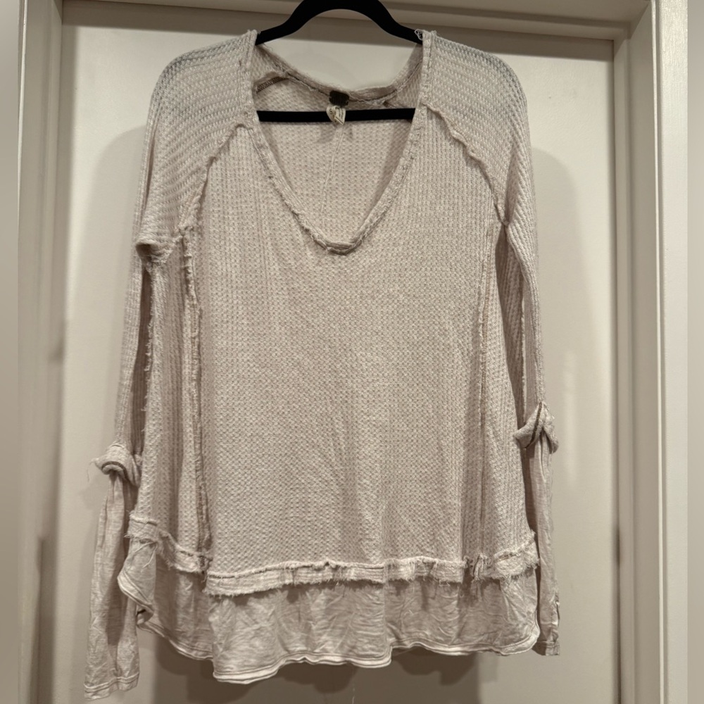 We The Free Cream Textured Long Sleeve Flowy Top
